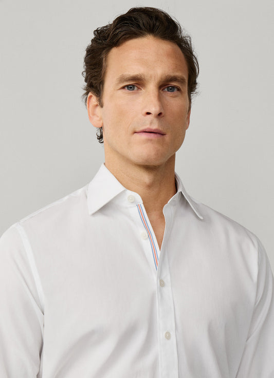 Classic Fit Engineered Stripe Poplin Shirt