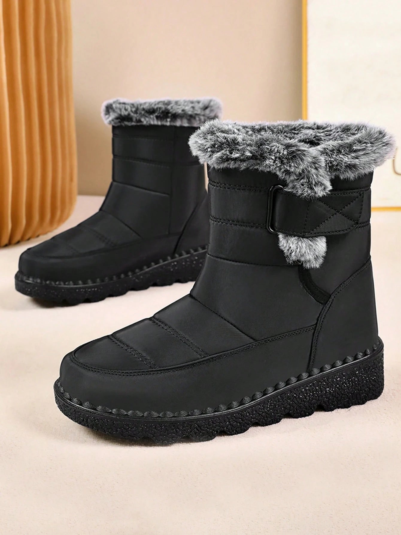 Women's Thickened Thermal Lined Anti-Slip Mid-Calf Snow Boots For Winter Outdoor, Versatile