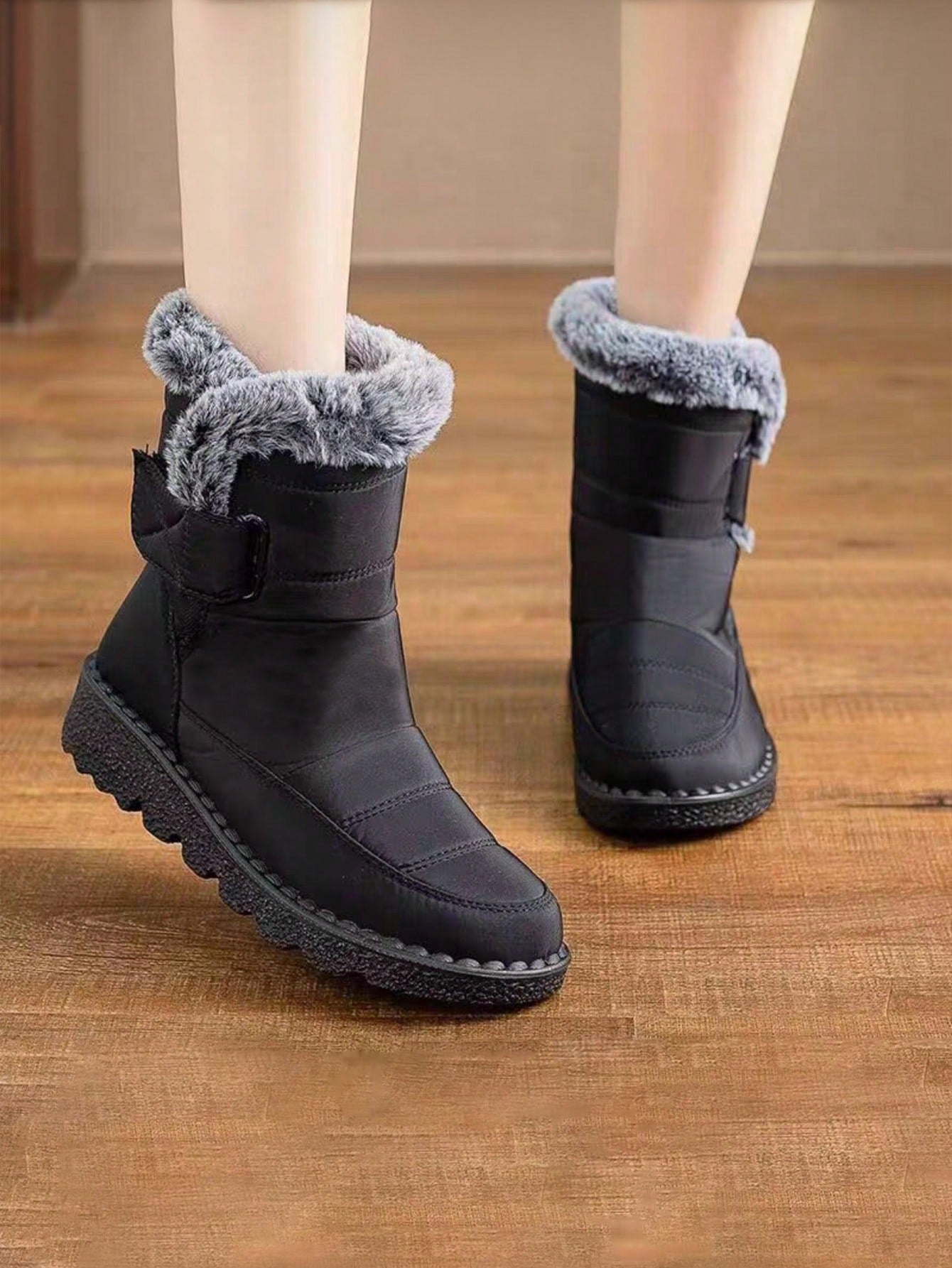 Women's Thickened Thermal Lined Anti-Slip Mid-Calf Snow Boots For Winter Outdoor, Versatile
