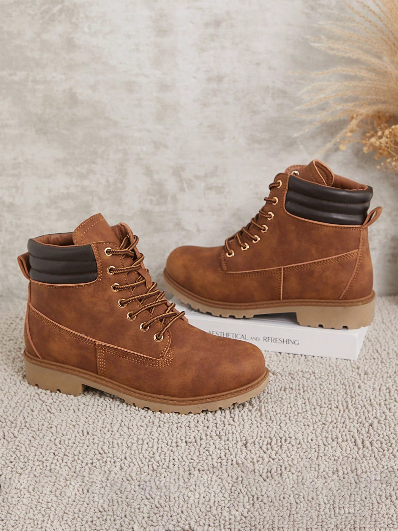 Women's Tan Two-Way Wear Desert Combat Boots ¨C Fold-Over Fur Lining, Rugged Lace-Up Styles New Year Holiday Valentines