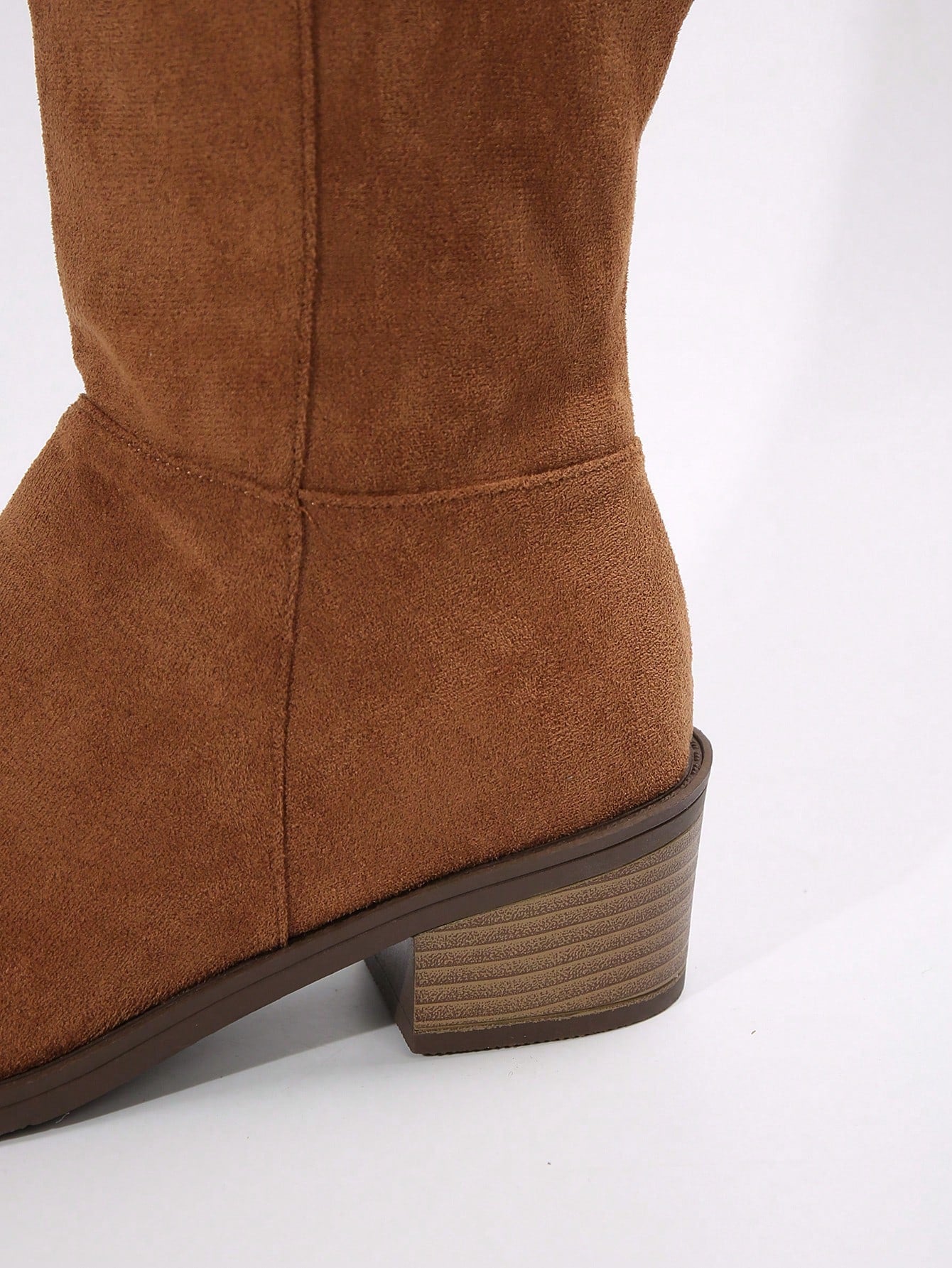 Women's Suede Knee-High Boots With Side Zipper And Chunky Heel