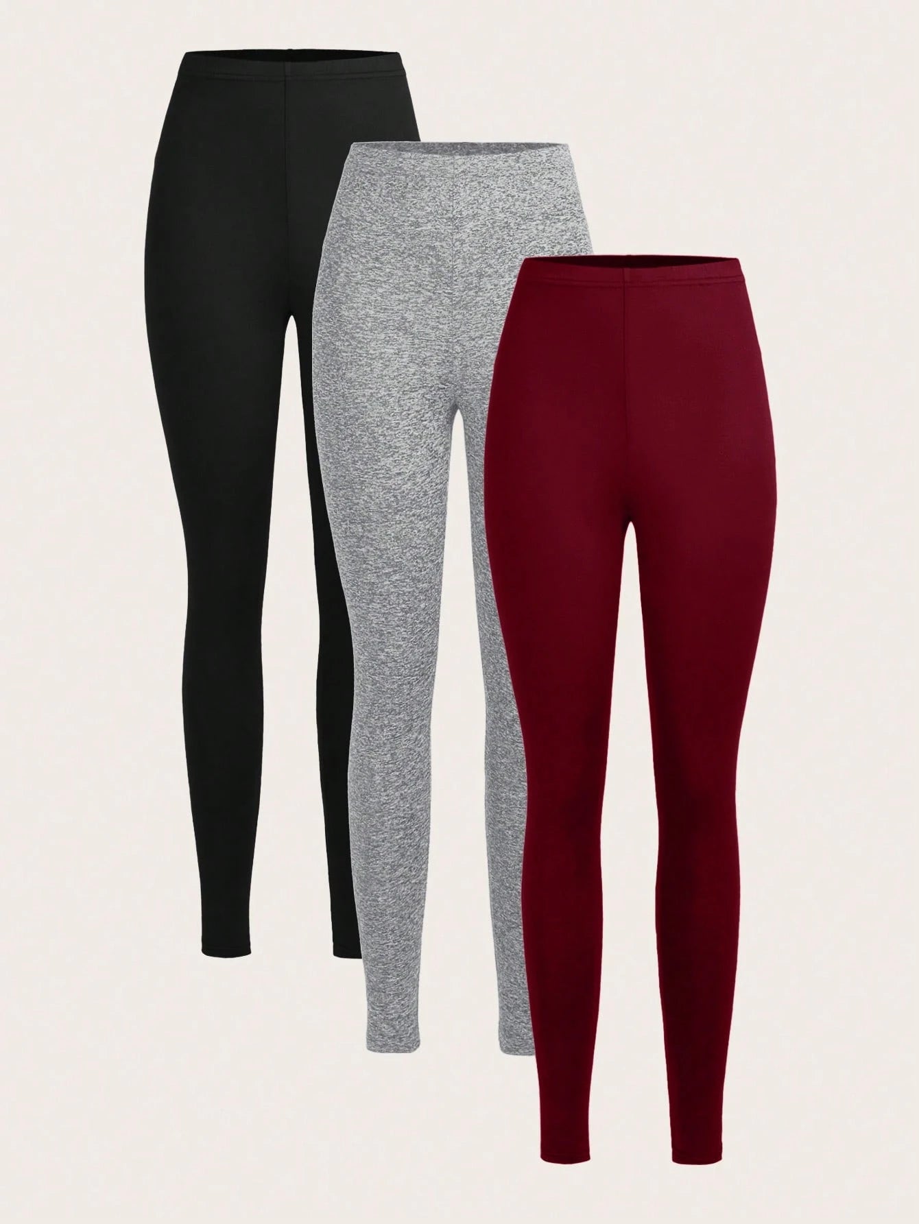 3 Set Casual Knit Slim Fit Legging Skinny Long Pants For Women