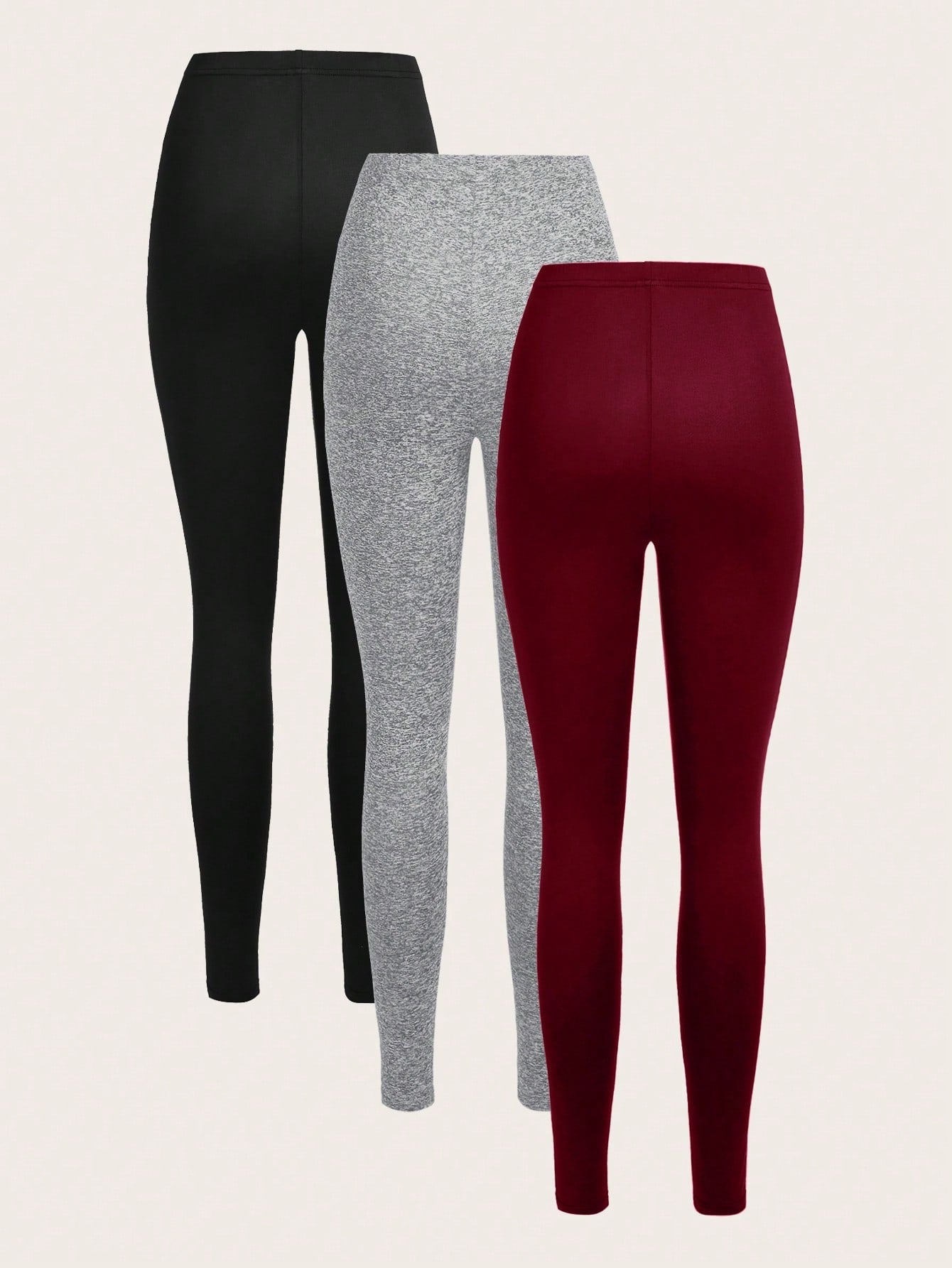3 Set Casual Knit Slim Fit Legging Skinny Long Pants For Women
