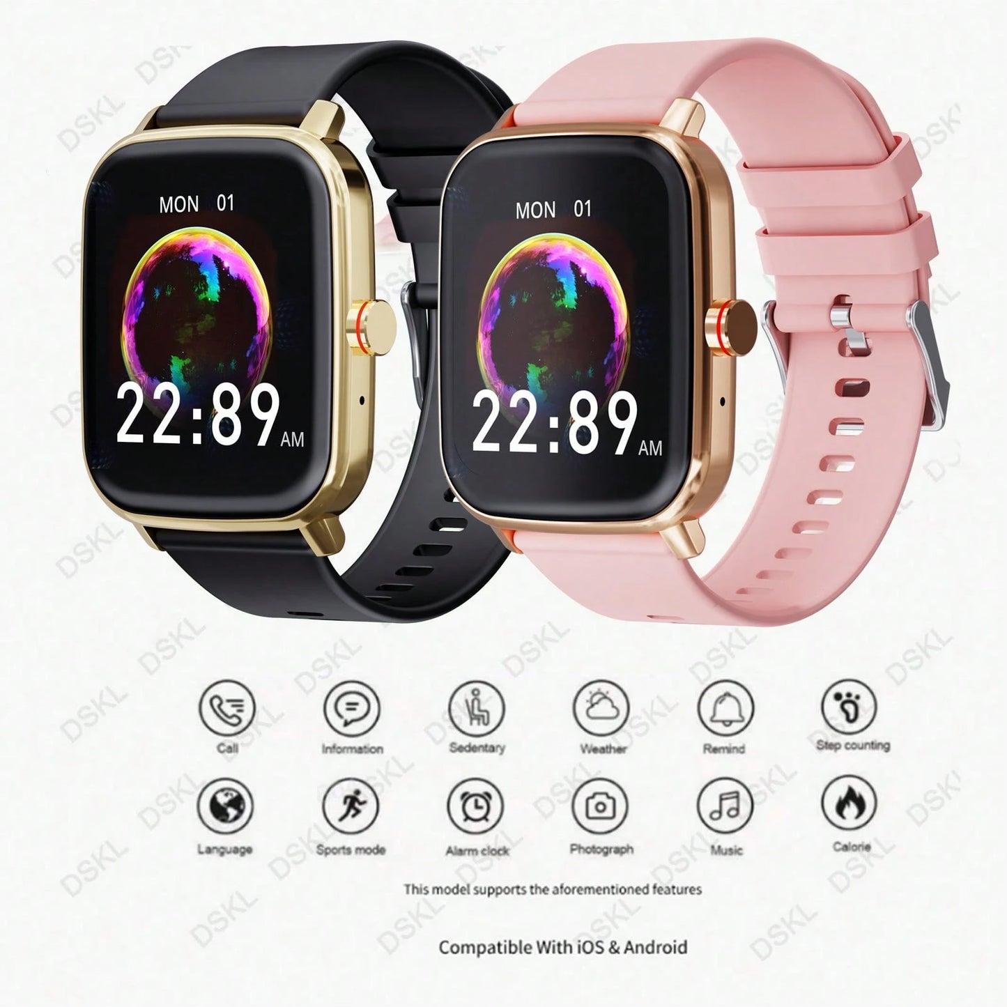 Waterproof Smart Watch, Wireless Call/Dial, Multiple Sports Modes, Incoming Call Alert And Rejection, SMS Notification, Customizable Wallpaper, Compatible With Smartphone/Android System