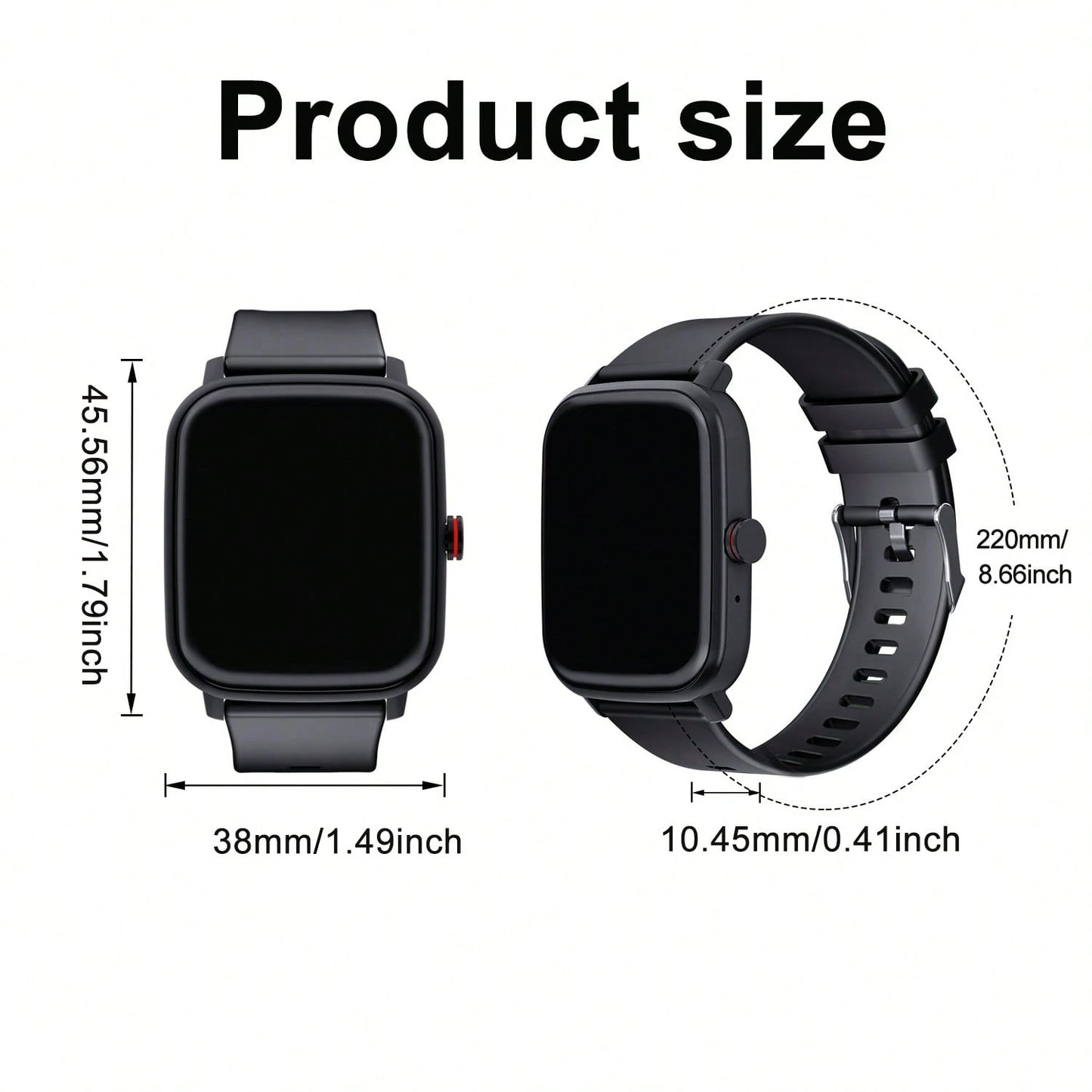 Waterproof Smart Watch, Wireless Call/Dial, Multiple Sports Modes, Incoming Call Alert And Rejection, SMS Notification, Customizable Wallpaper, Compatible With Smartphone/Android System