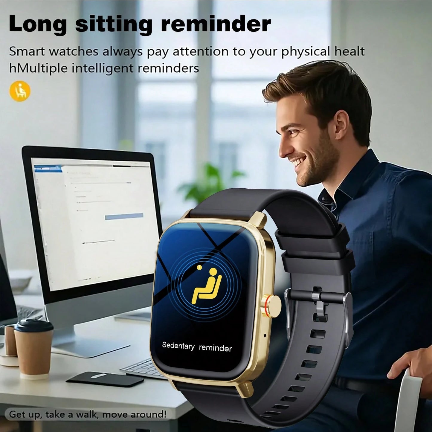 Waterproof Smart Watch, Wireless Call/Dial, Multiple Sports Modes, Incoming Call Alert And Rejection, SMS Notification, Customizable Wallpaper, Compatible With Smartphone/Android System