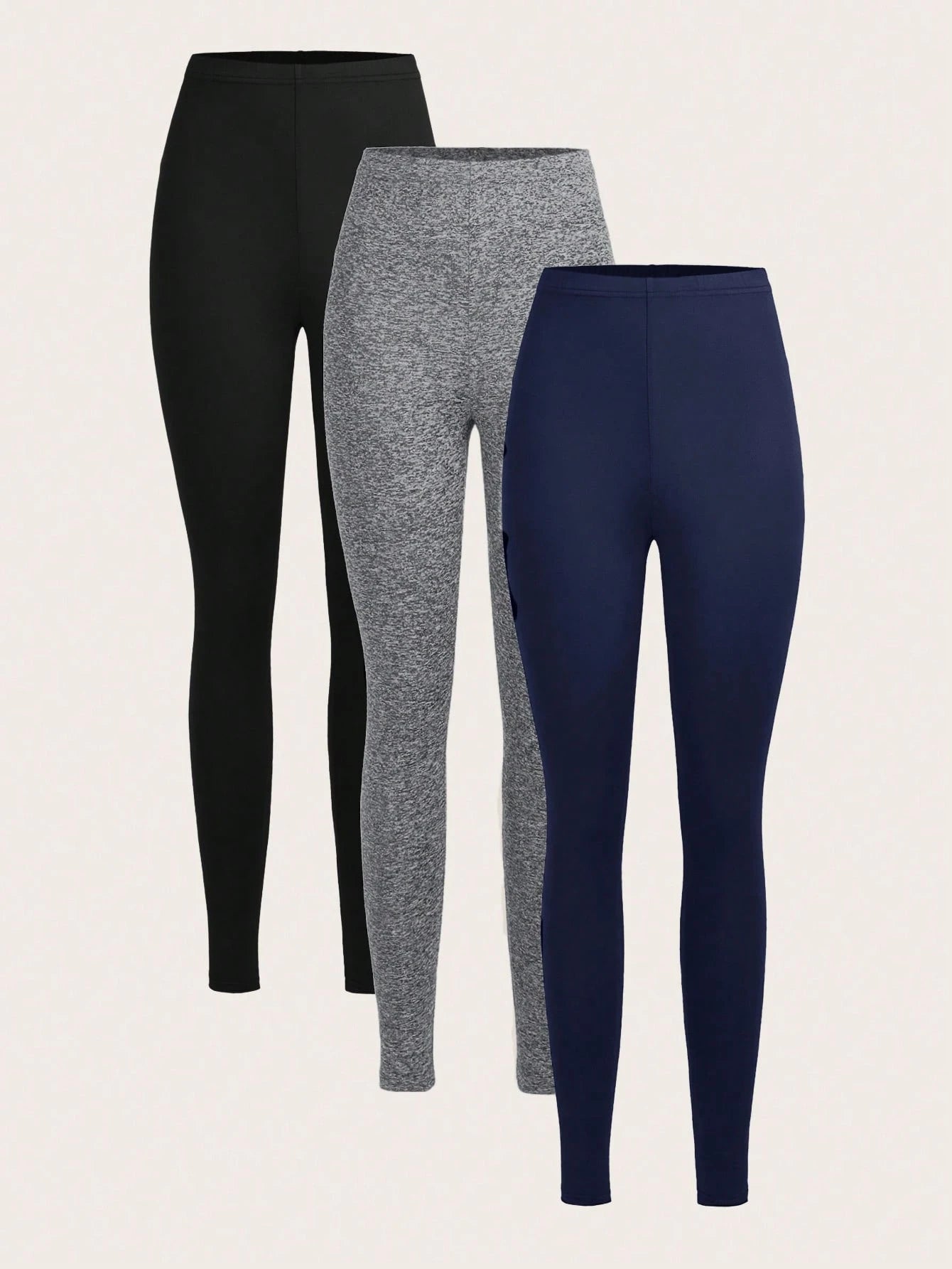 3 Set Casual Knit Slim Fit Legging Skinny Long Pants For Women
