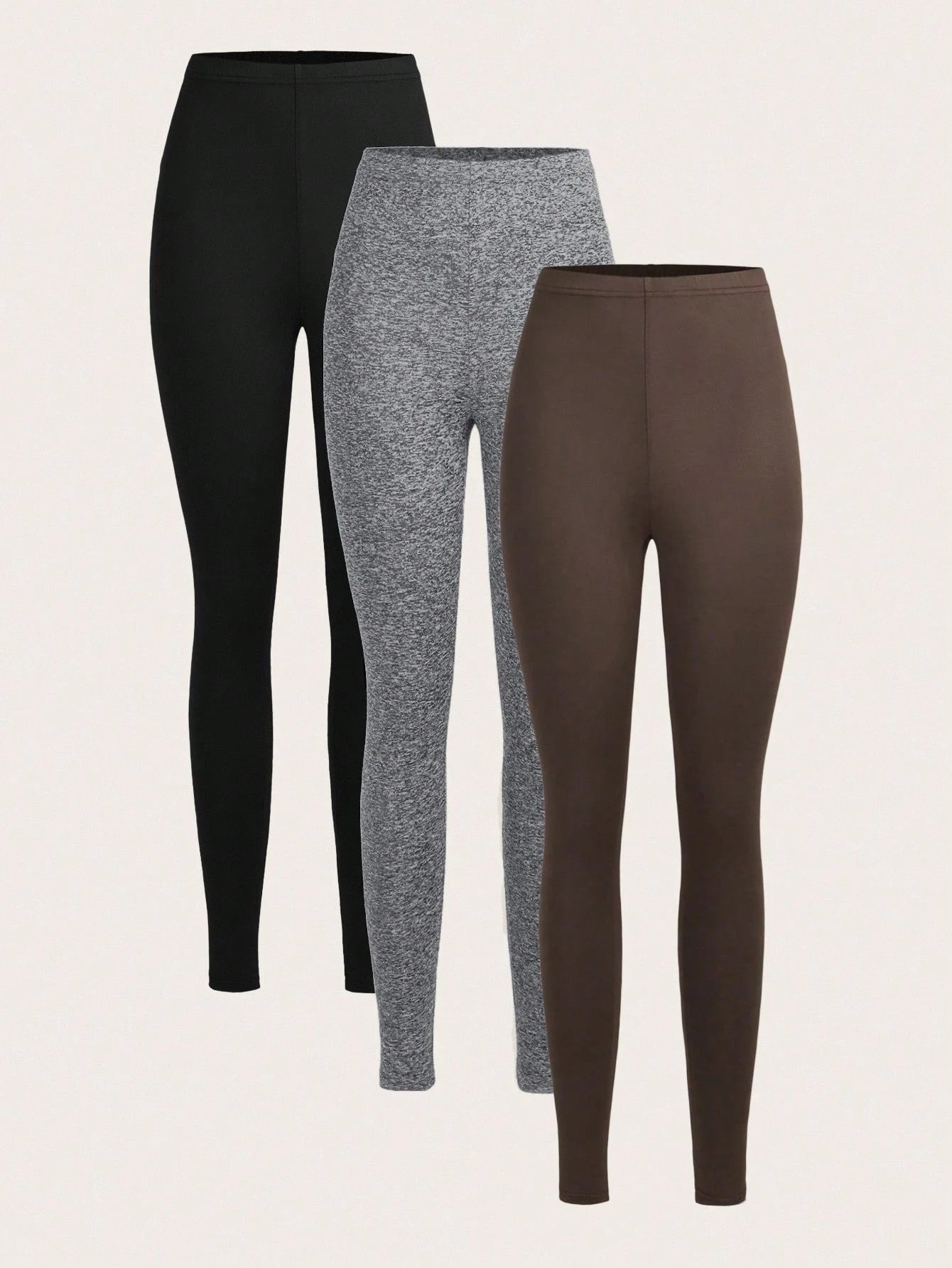 3 Set Casual Knit Slim Fit Legging Skinny Long Pants For Women