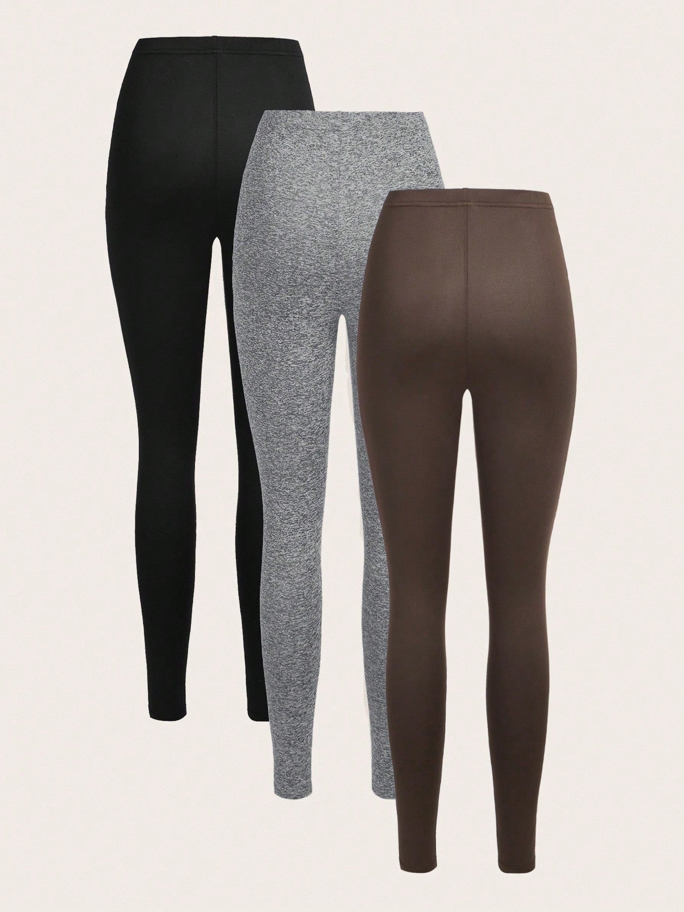 3 Set Casual Knit Slim Fit Legging Skinny Long Pants For Women