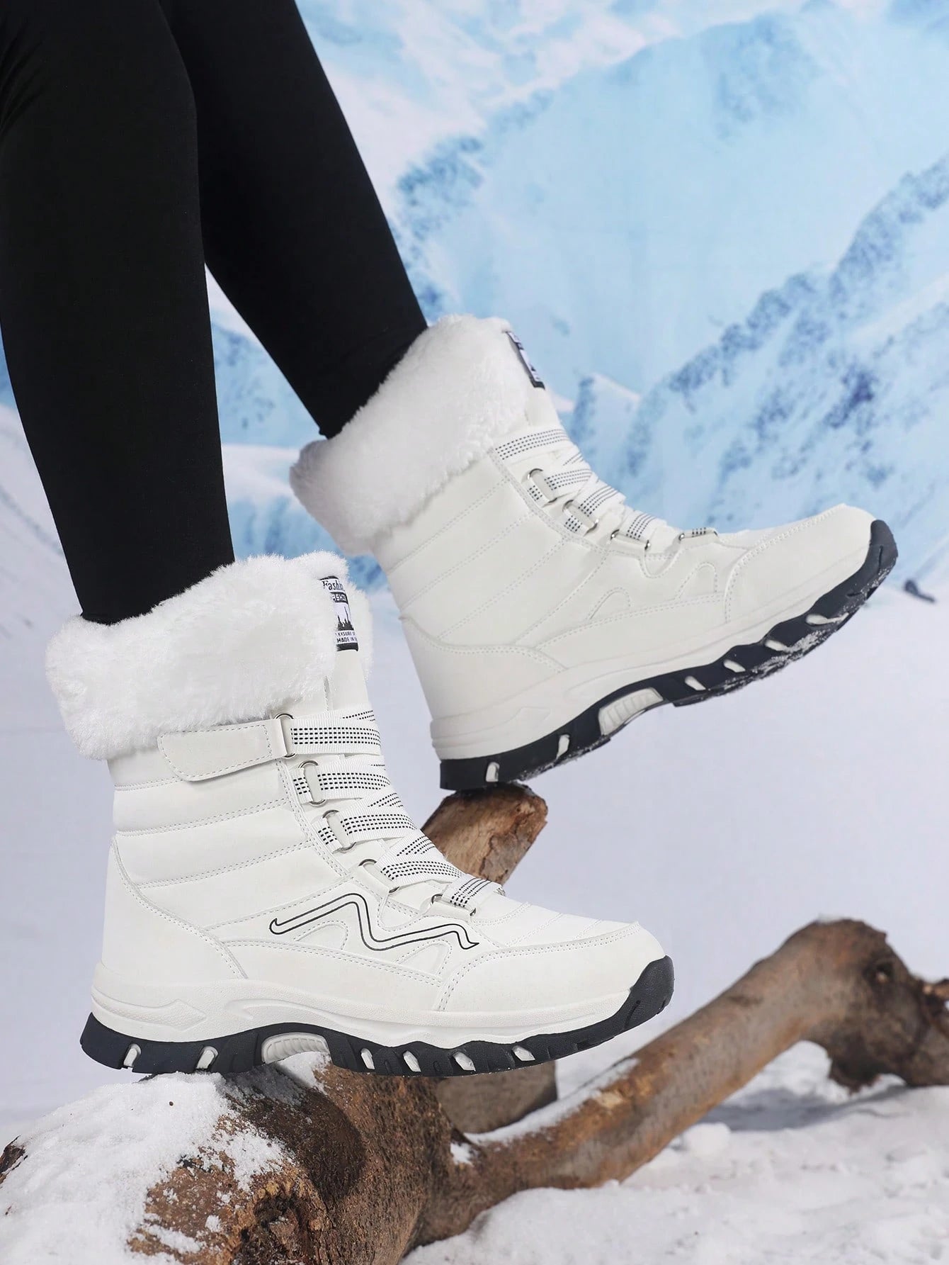 Women's Snow Boots, New Autumn/Winter High-Top Mid-Calf Lace-Up Comfortable Thick-Soled Non-Slip Durable Solid Casual Boots, Fashionable Outdoor Hiking Adventure, Thick Plush Lining, Waterproof Leather Upper, Comfortable And Warm