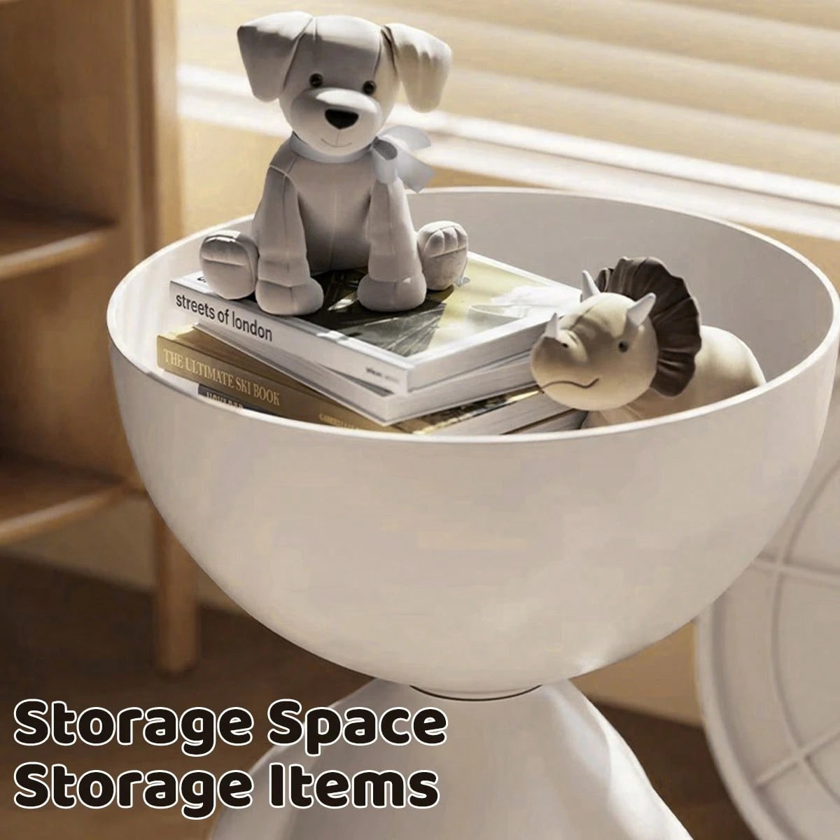 Plastic Bedside Table Sofa End Table Storage Rack Movable Coffee Table Mini Bear
