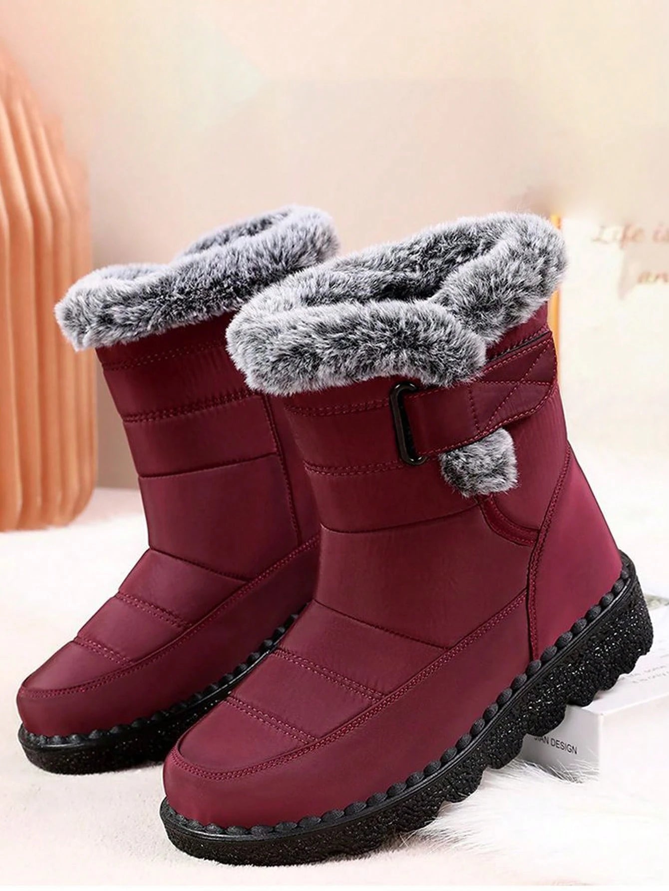 Women's Thickened Thermal Lined Anti-Slip Mid-Calf Snow Boots For Winter Outdoor, Versatile