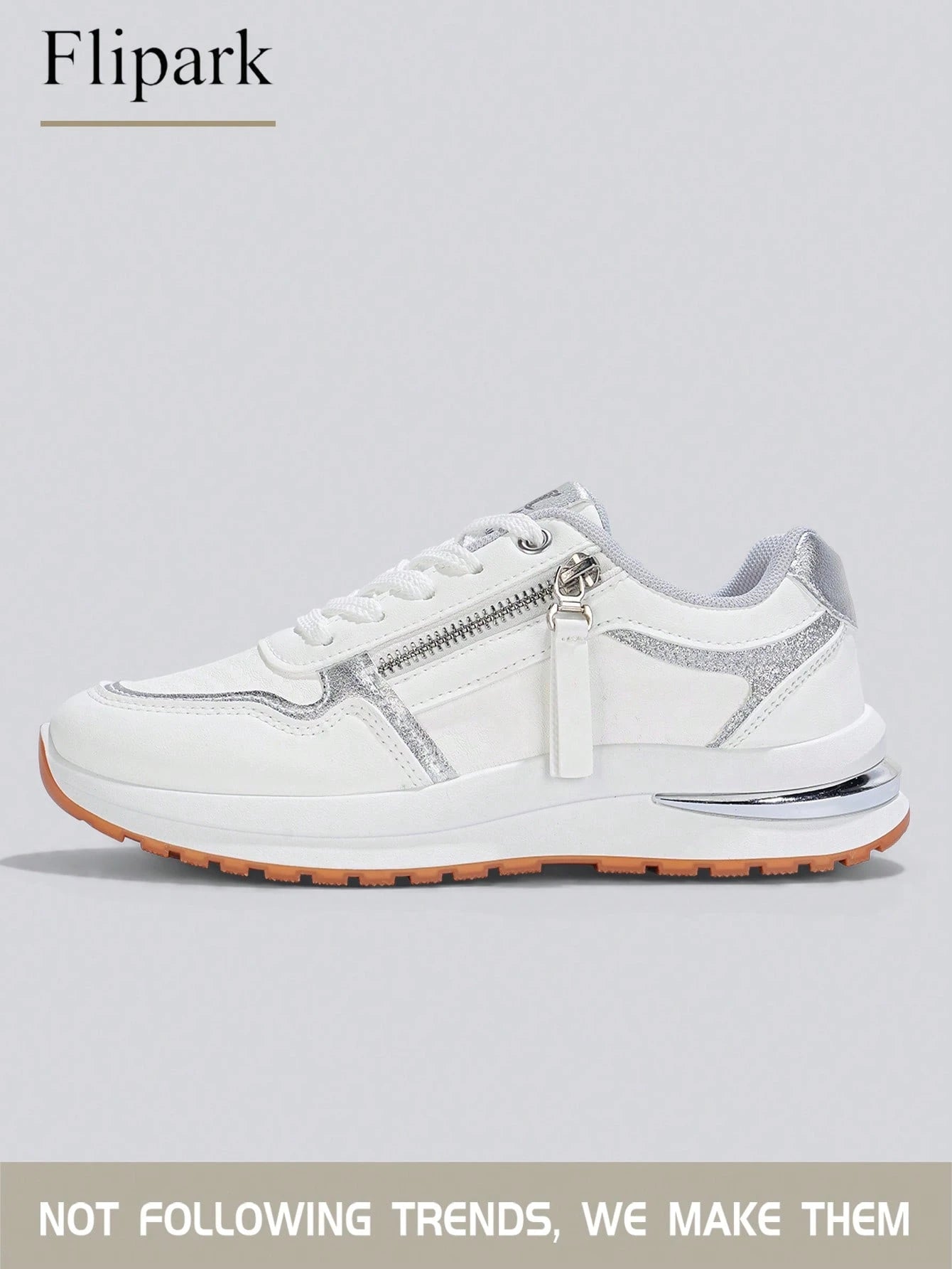 Women's Cushioned Supportive Athletic Walking Shoes, PU Leather Flexible Durable Low-Top Casual Sneakers