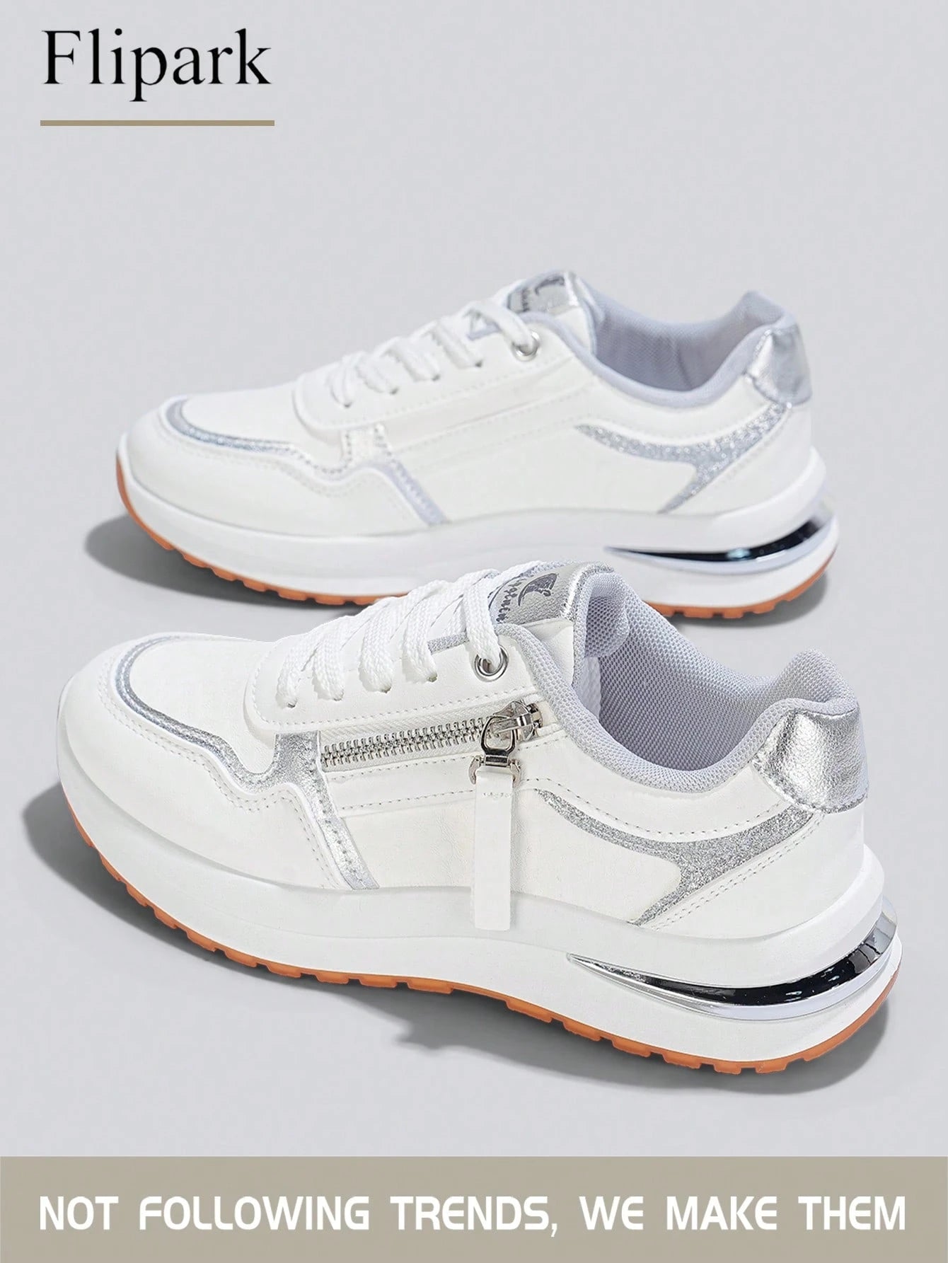Women's Cushioned Supportive Athletic Walking Shoes, PU Leather Flexible Durable Low-Top Casual Sneakers