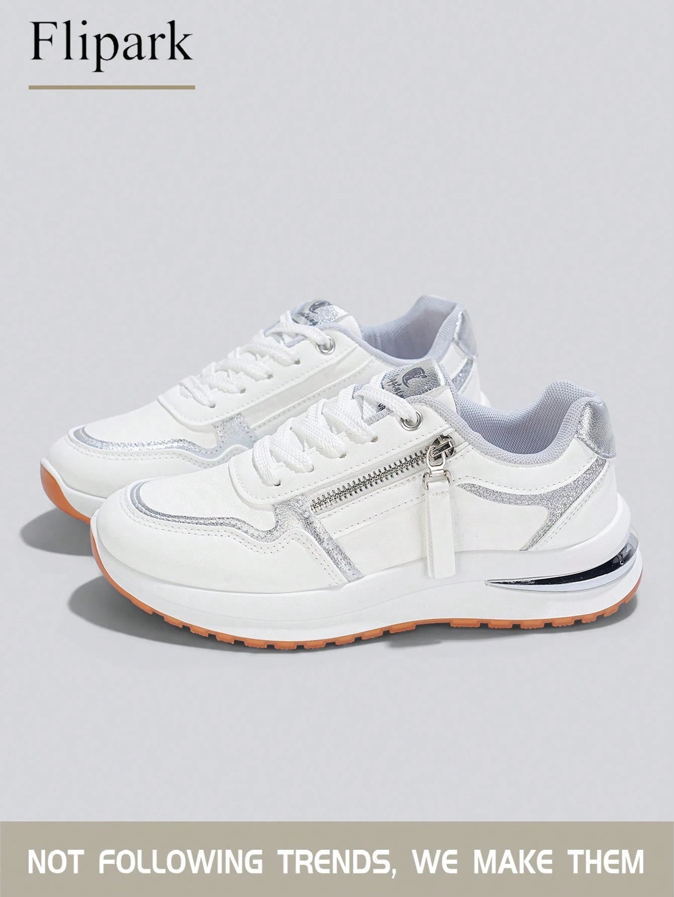Women's Cushioned Supportive Athletic Walking Shoes, PU Leather Flexible Durable Low-Top Casual Sneakers