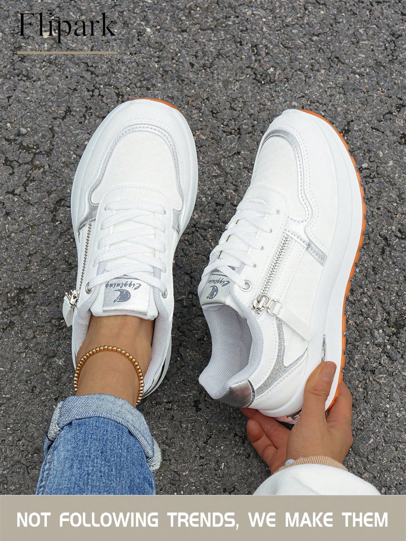 Women's Cushioned Supportive Athletic Walking Shoes, PU Leather Flexible Durable Low-Top Casual Sneakers