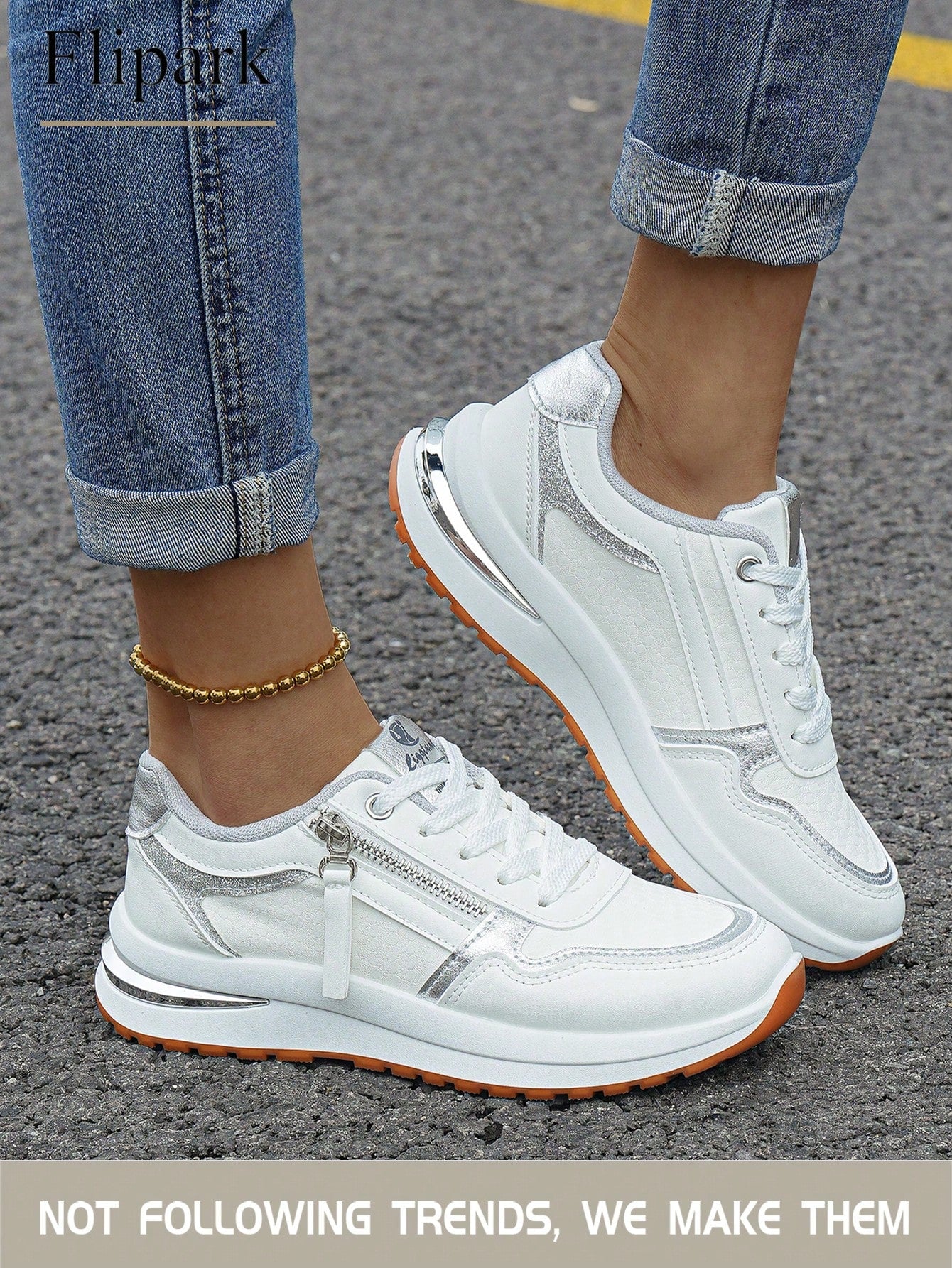 Women's Cushioned Supportive Athletic Walking Shoes, PU Leather Flexible Durable Low-Top Casual Sneakers