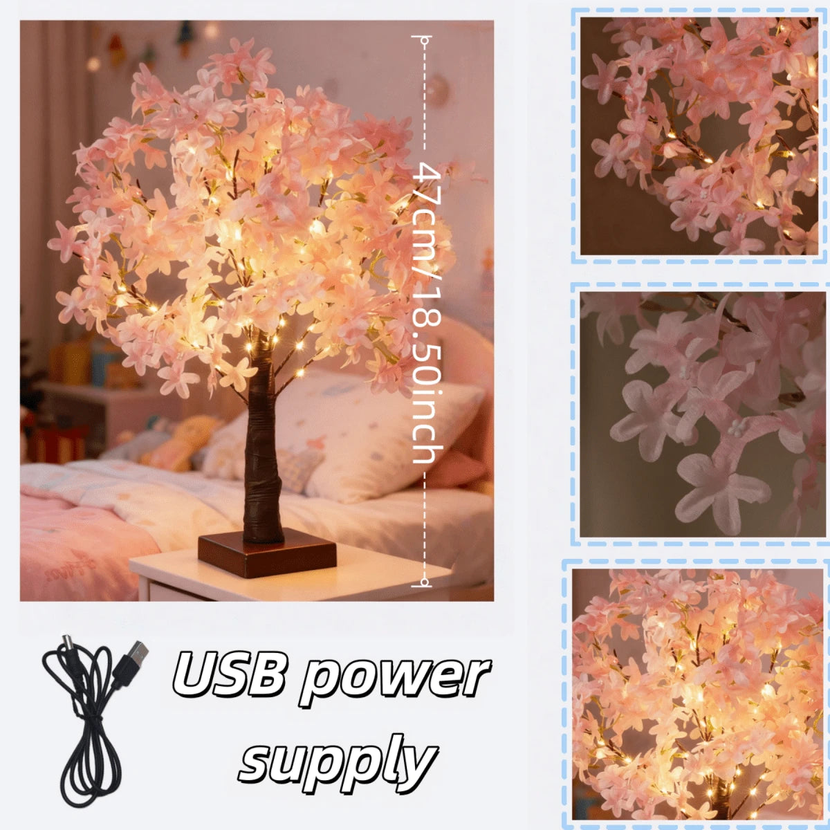 Dreamy Pink Sakura Tree Lamp