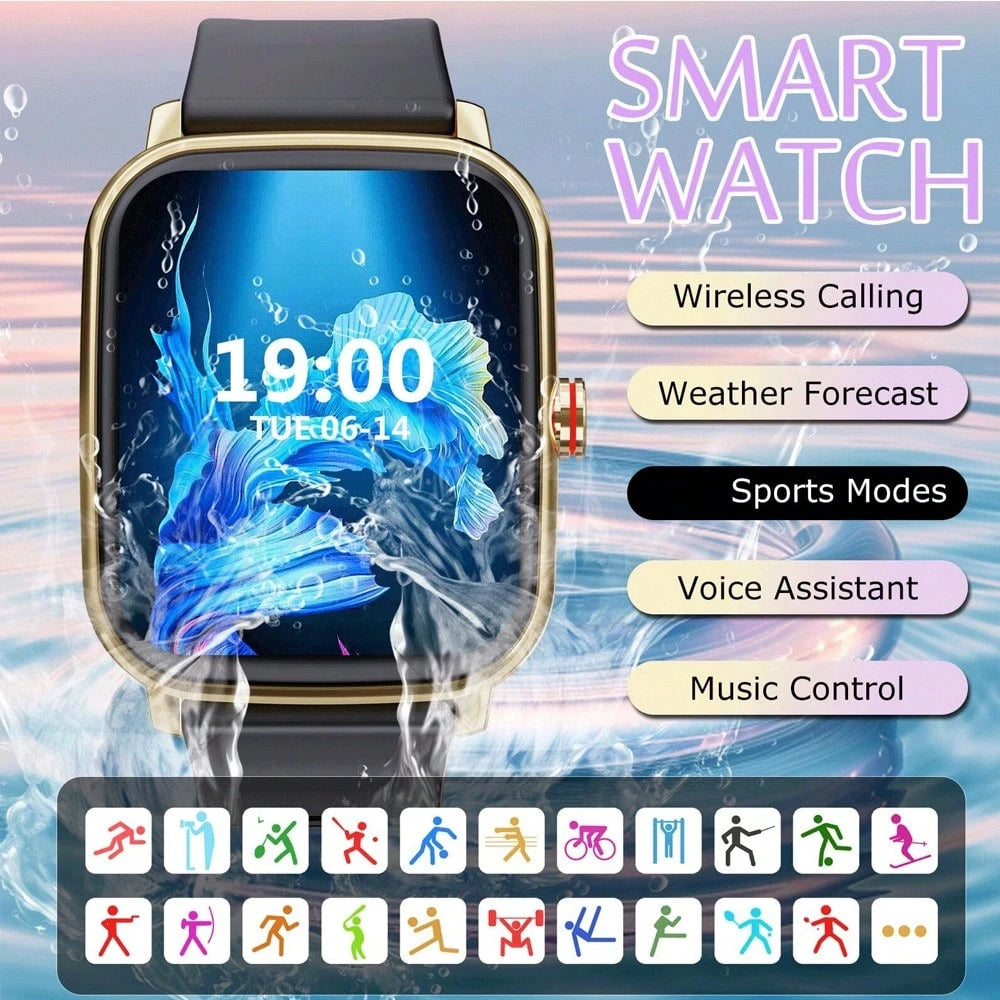 Waterproof Smart Watch, Wireless Call/Dial, Multiple Sports Modes, Incoming Call Alert And Rejection, SMS Notification, Customizable Wallpaper, Compatible With Smartphone/Android System