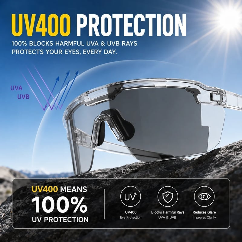 UV400 Photochromic Polarized Safety Glasses – Impact Resistant Outdoor Sports & Work Eyewear
