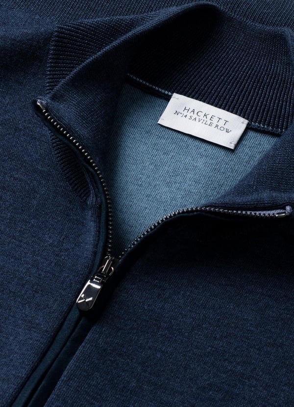 Merino Wool Interlock Full Zip Cardigan