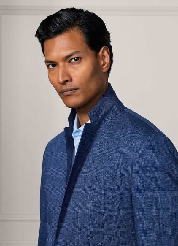 Cotton Knitted Glencheck Blazer